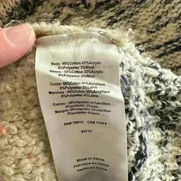 Women’s Sz M/L Blue Marled Longline Knit Pocket Open Cardigan Beach Coastal - Picture 8 of 9